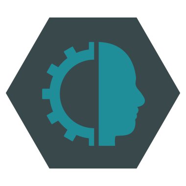 Cyborg Gear Flat Vektör Simgesi