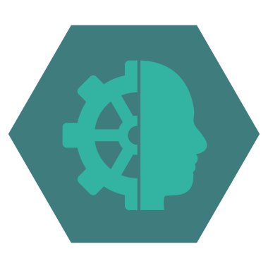 Cyborg vites düz vektör piktogram