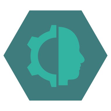 Cyborg vites düz vektör piktogram