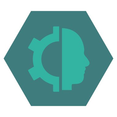 Cyborg vites düz vektör piktogram