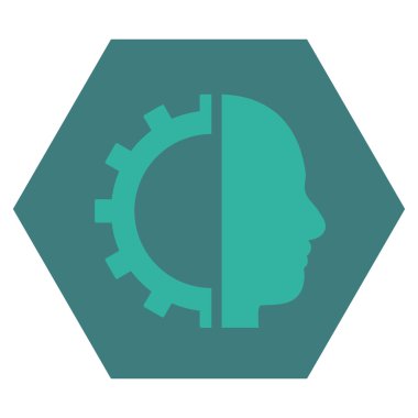 Cyborg vites düz vektör piktogram