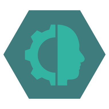 Cyborg Gear Flat Vektör Simgesi