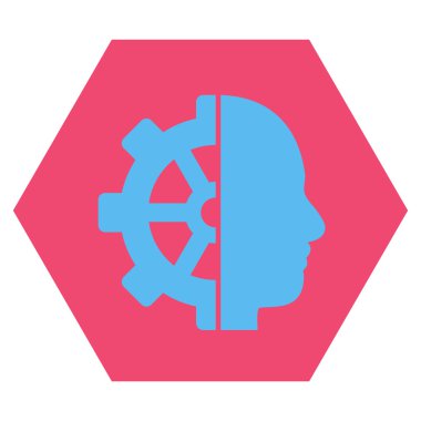 Cyborg Gear Flat Vektör Simgesi