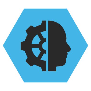 Cyborg Gear Flat Vektör Simgesi