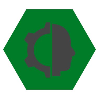 Cyborg Gear Flat Vektör Sembolü