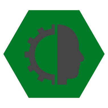 Cyborg Gear Flat Vektör Simgesi