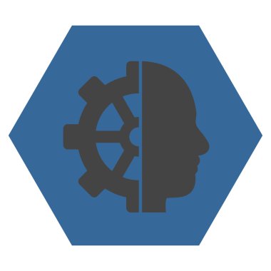 Cyborg vites düz vektör piktogram