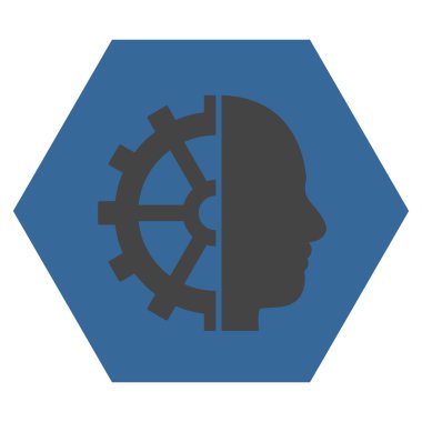 Cyborg vites düz vektör piktogram