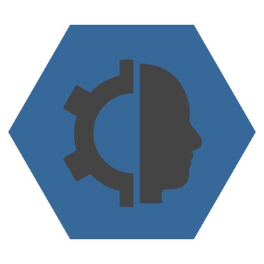 Cyborg Gear Flat Vektör Simgesi