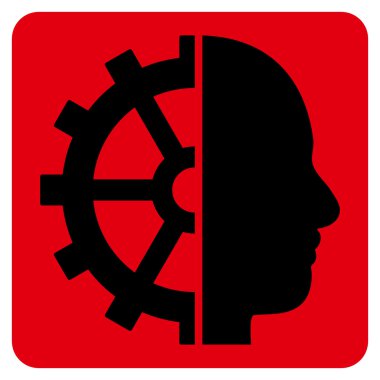 Cyborg Gear Flat Vektör Simgesi