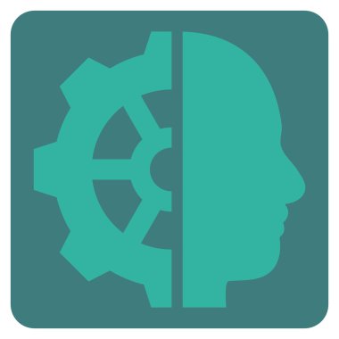 Cyborg vites düz vektör piktogram