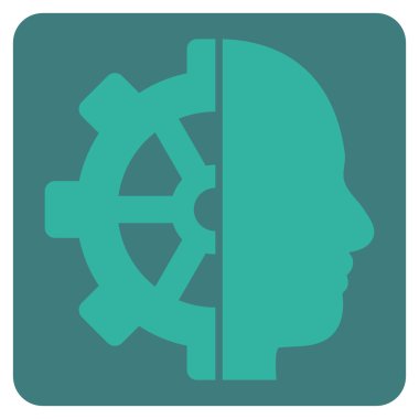 Cyborg vites düz vektör piktogram