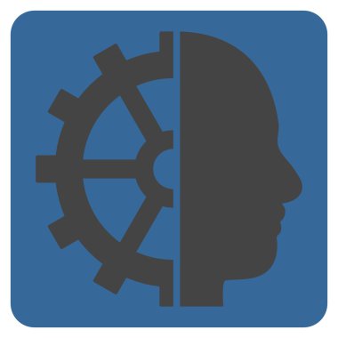 Cyborg Gear Flat Vektör Simgesi