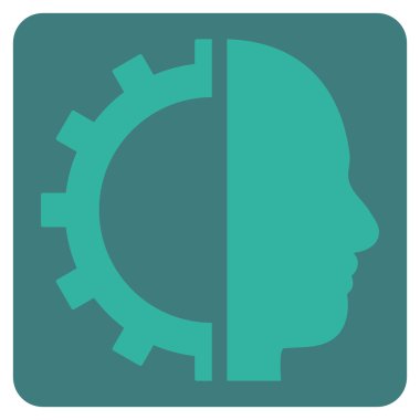 Cyborg Gear Flat Vektör Sembolü