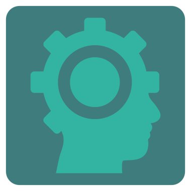 Cyborg Gear Flat Vektör Simgesi