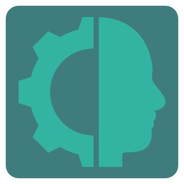 Cyborg Gear Flat Vektör Sembolü