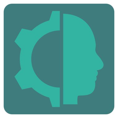 Cyborg Gear Flat Vektör Sembolü