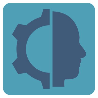 Cyborg Gear Flat Vektör Simgesi