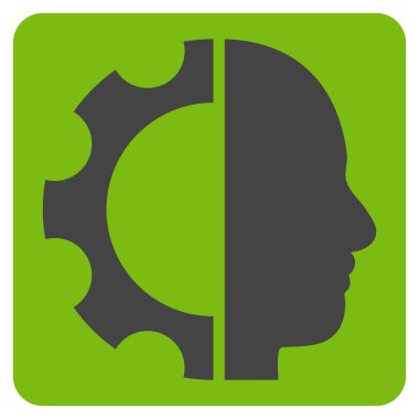 Cyborg vites düz vektör piktogram