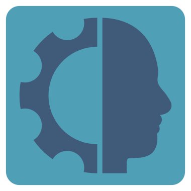 Cyborg Gear Flat Vektör Simgesi