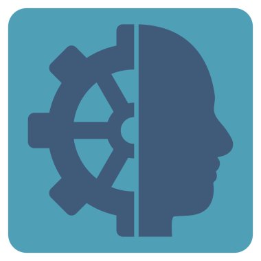 Cyborg Gear Flat Vektör Simgesi