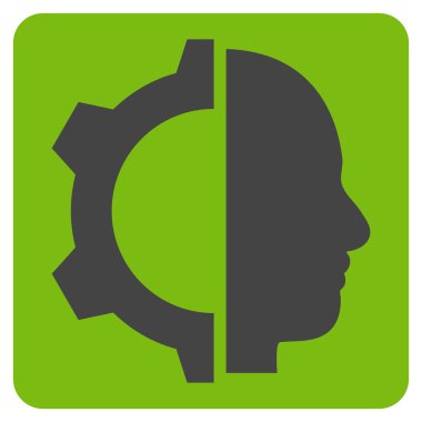 Cyborg Gear Flat Vektör Simgesi