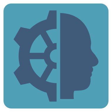 Cyborg Gear Flat Vektör Simgesi