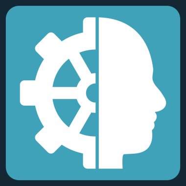 Cyborg vites düz vektör piktogram