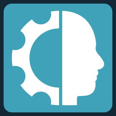 Cyborg vites düz vektör piktogram