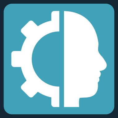 Cyborg vites düz vektör piktogram