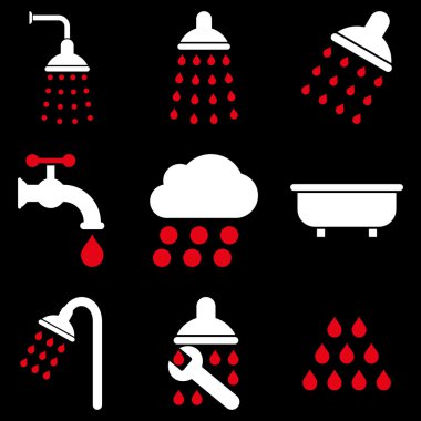 Duş ve banyo vektör Icon Set