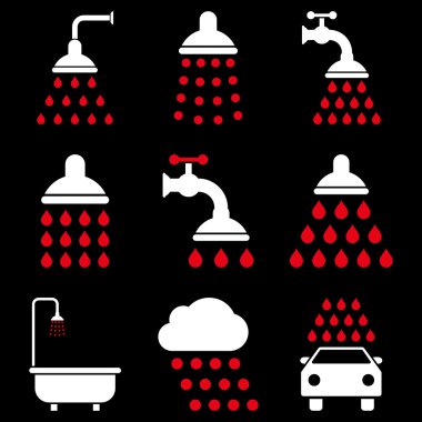 Duş ve banyo vektör Icon Set