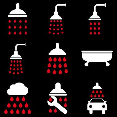 Duş ve banyo vektör Icon Set