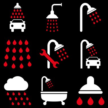 Duş ve banyo vektör Icon Set