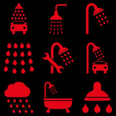 Duş ve banyo vektör Icon Set