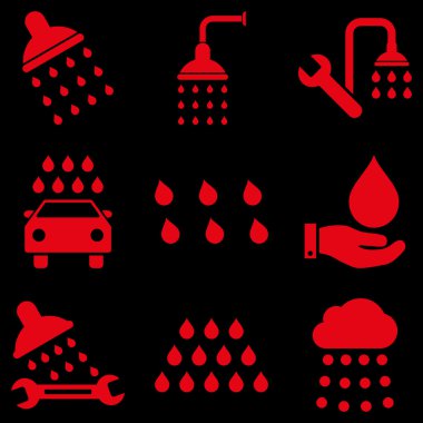 Duş ve banyo vektör Icon Set