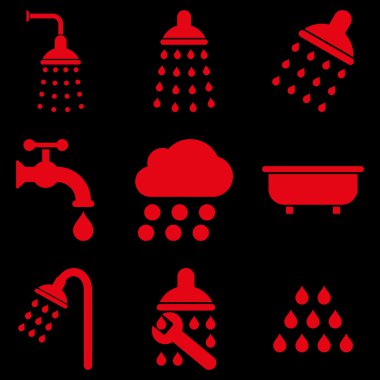 Duş ve banyo vektör Icon Set