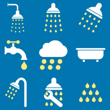 Duş ve banyo vektör Icon Set