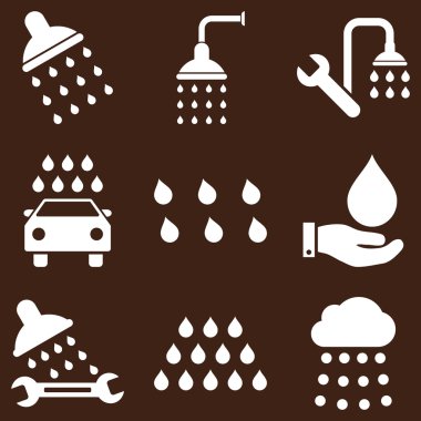 Duş ve banyo vektör Icon Set