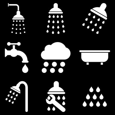 Duş ve banyo vektör Icon Set