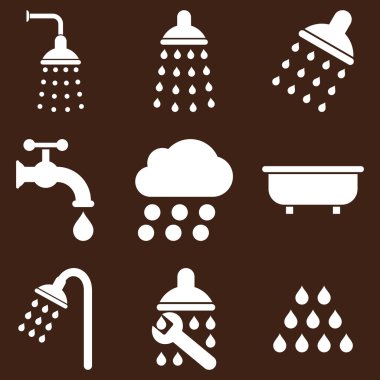 Duş ve banyo vektör Icon Set
