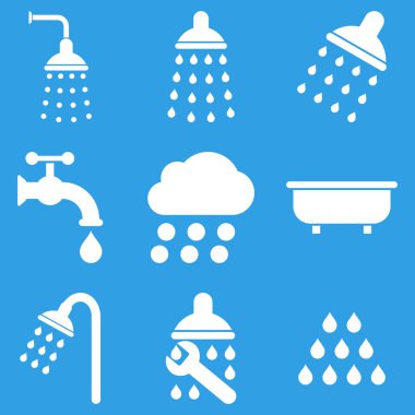 Duş ve banyo vektör Icon Set