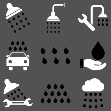 Duş ve banyo vektör Icon Set