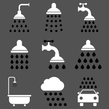 Duş ve banyo vektör Icon Set