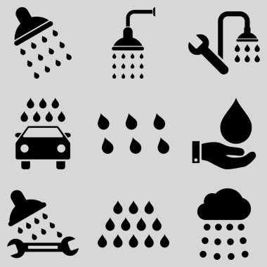 Duş ve banyo vektör Icon Set