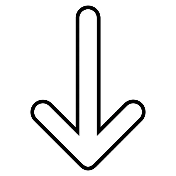 Arrotondato freccia giù contorno vettoriale icona — Vettoriale Stock