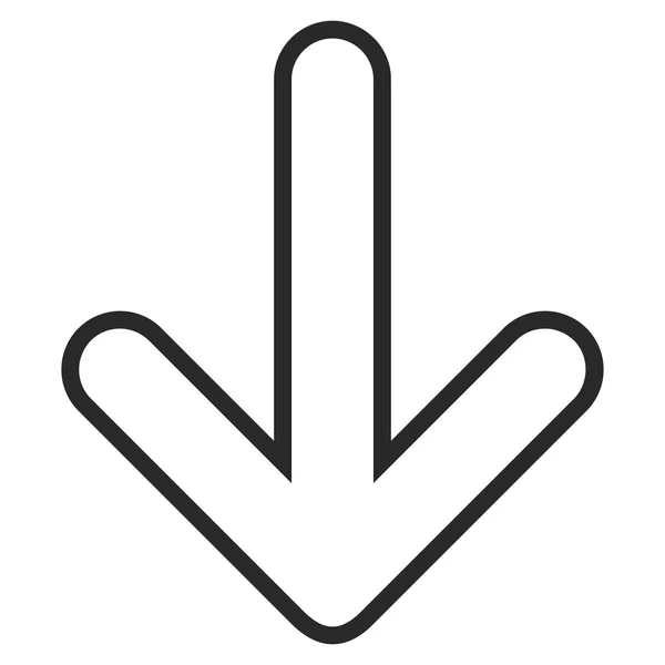 Abgerundeter Pfeil nach unten dünne Linie Vektor-Symbol — Stockvektor