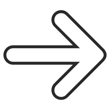 Yuvarlak ok sağ kontur vektör simgesi