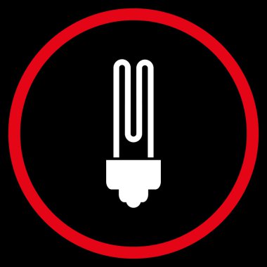 Floresan Ampul Düz Yuvarlak Vektör Simgesi