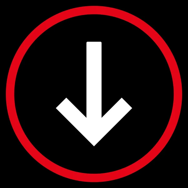 Pfeil nach unten flach abgerundetes Vektorsymbol — Stockvektor